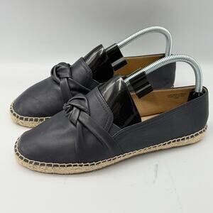 Talbots Bow Knot Espadrille SIZE 7.5 Izzy Womens Navy Blue Leather Shoes Flats